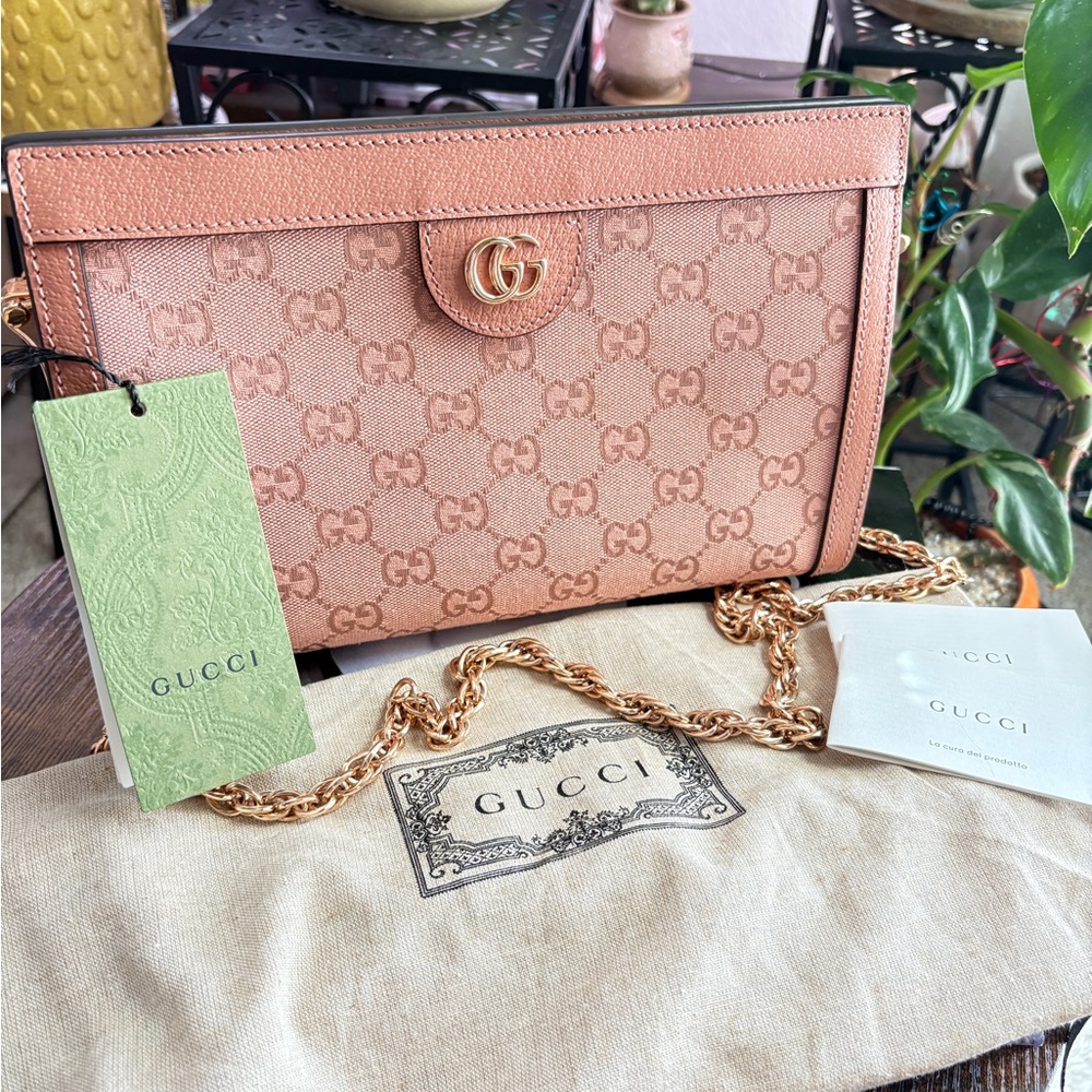 Gucci Ophidia Blush Pink GG Logo Chain Strap Shoulder Bag - Picture 8 of 8